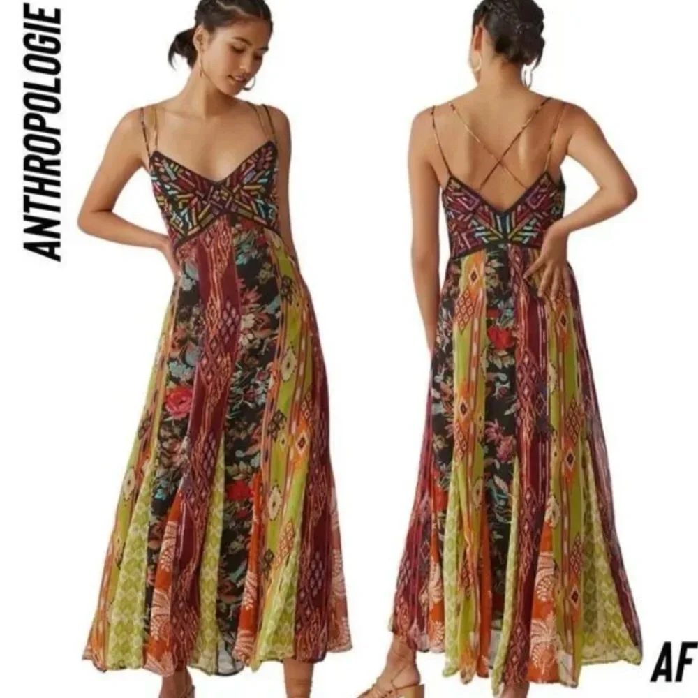 Anthropologie Embroidered Flowy Maxi Dress - Picture 1 of 8